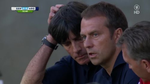 Joachim Löw & Hansi Flick – Germany v Argentina – 1st half 10