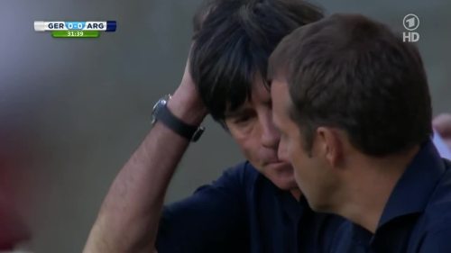 Joachim Löw & Hansi Flick – Germany v Argentina – 1st half 9