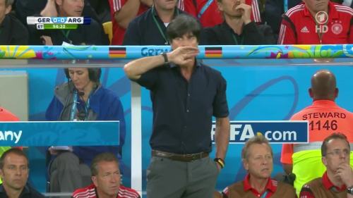 Joachim Löw & Hansi Flick – Germany v Argentina – extra time 9